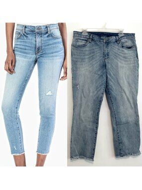KUT FROM THE KLOTH KFTK Abigail Crop Straight Leg Mid Rise Jeans Cropped Ankle